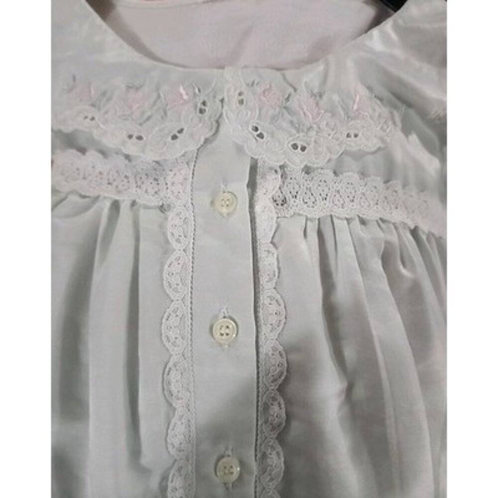 Beautiful Bridal‎ Mint Green Satin Nightgown with Pink Embroidery Vintage Dress - Picture 15 of 16
